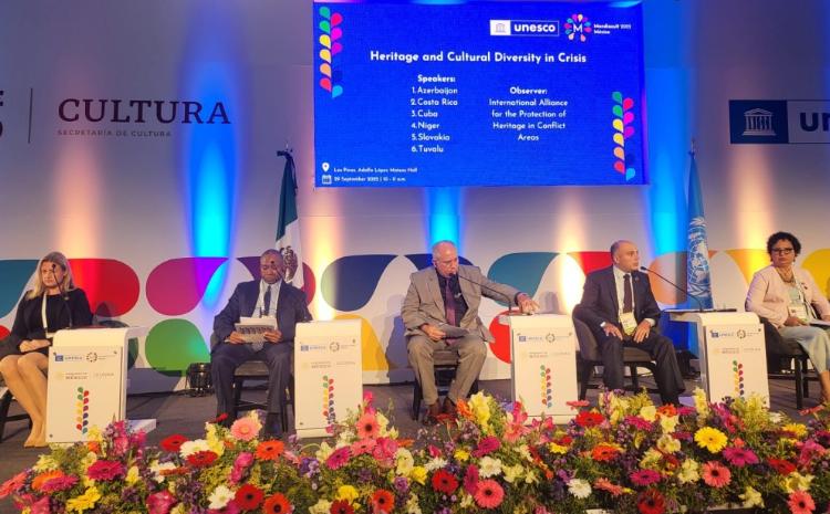 "Mondiacult 2022" konfransı çərçivəsində nazir Anar Kərimov "İrs və mədəni müxtəliflik böhran dövründə" mövzusuna həsr olunmuş sessiyada çıxış edib 