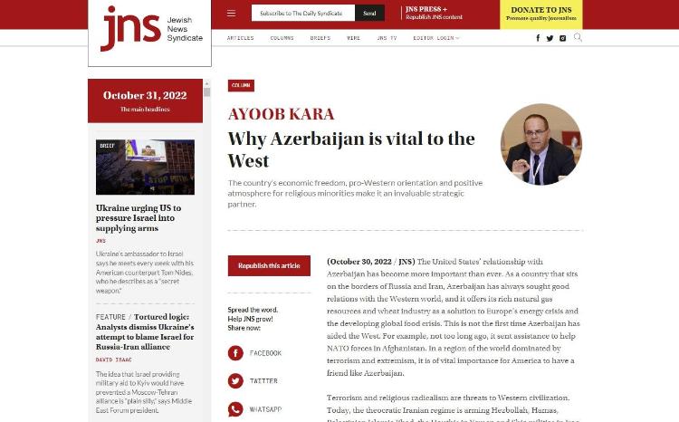 İsrailli sabiq nazir Azərbaycanın Qərb üçün əhəmiyyətindən yazıb 