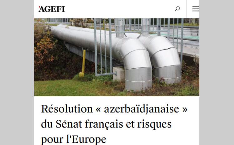 İsveçrənin nüfuzlu AGEFİ xəbər portalında "Fransanın "Azərbaycan" qətnaməsi və Avropa üçün risklər" başlığı altında fransız dilində məqalə dərc olunub 
