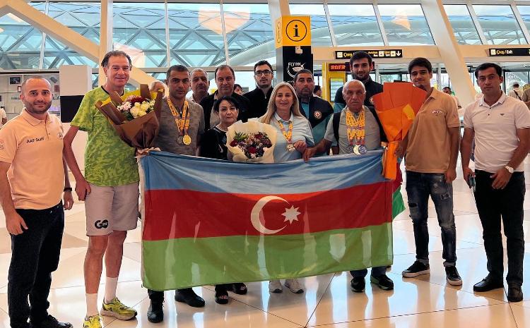 Finlandiyada Avropa Oyunlarında ölkəmizi uğurla təmsil etmiş idmançılarımız vətənə qayıdıb 