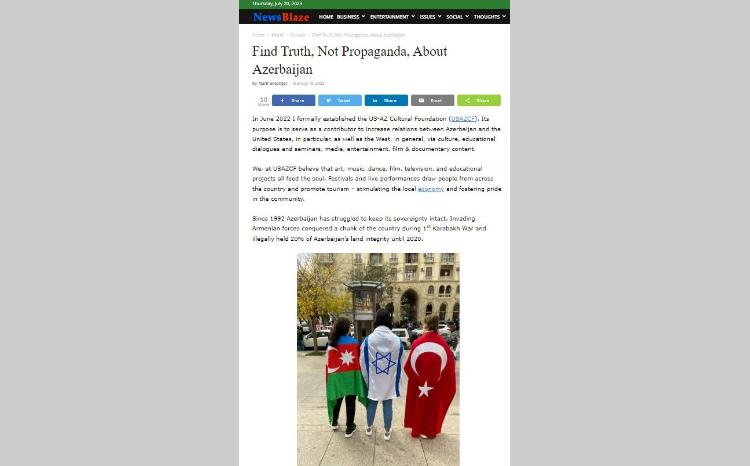 Amerikalı jurnalist ABŞ Konqresini antisemitizmdən uzaq və Qərbin əsl dostu olan Azərbaycanın maraqlarını dəstəkləməyə dəvət edib 
