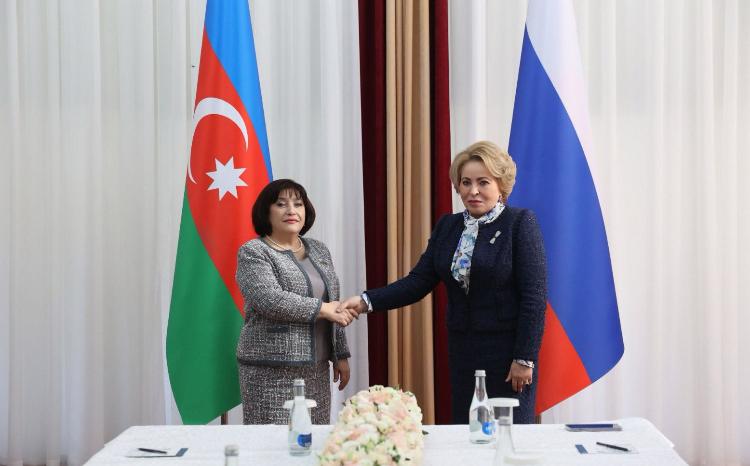 Sahiba Gafarova Speaks with Chair of Federation Council of Federal Assembly of Russian Federation Valentina Matviyenko 