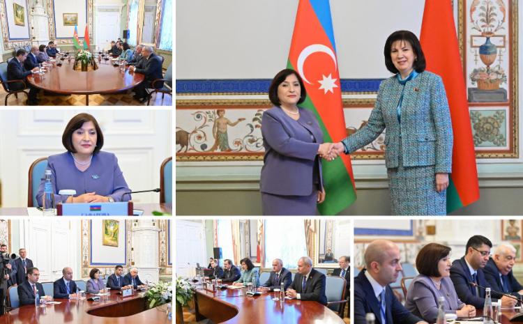Sahiba Gafarova Meets in Saint Petersburg, Russia, with Speaker of Council of the Republic of National Assembly of Belarus 