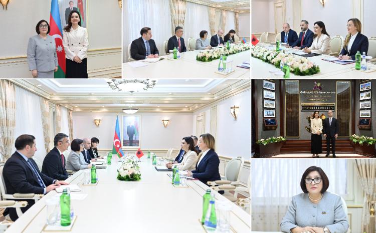 Sahiba Gafarova, Speaker of Albanian Parliament Elisa Spiropali Meet 