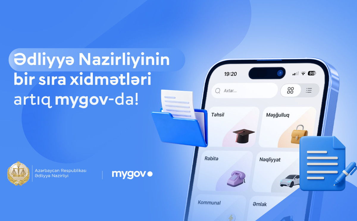 Ədliyyə Nazirliyinin bir sıra xidmətləri artıq “mygov” platformasında! 