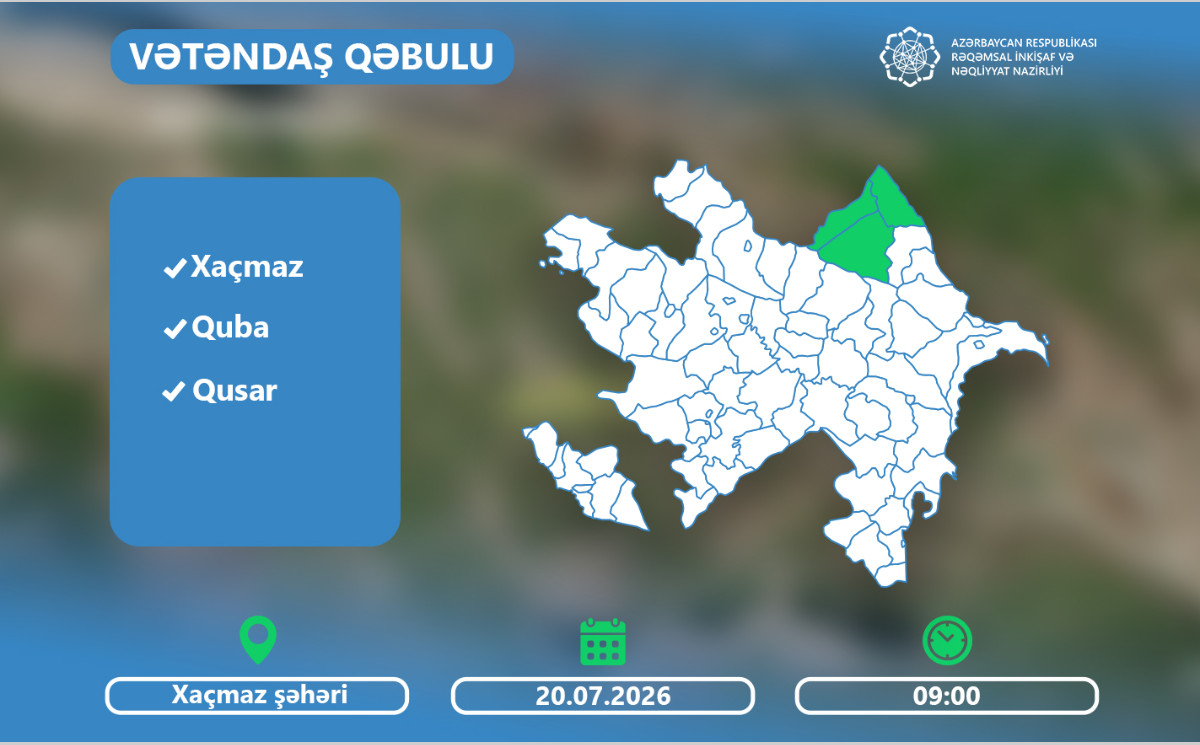 Nazir Rəşad Nəbiyev iyulun 20-də Xaçmazda vətəndaşları qəbul edəcək 