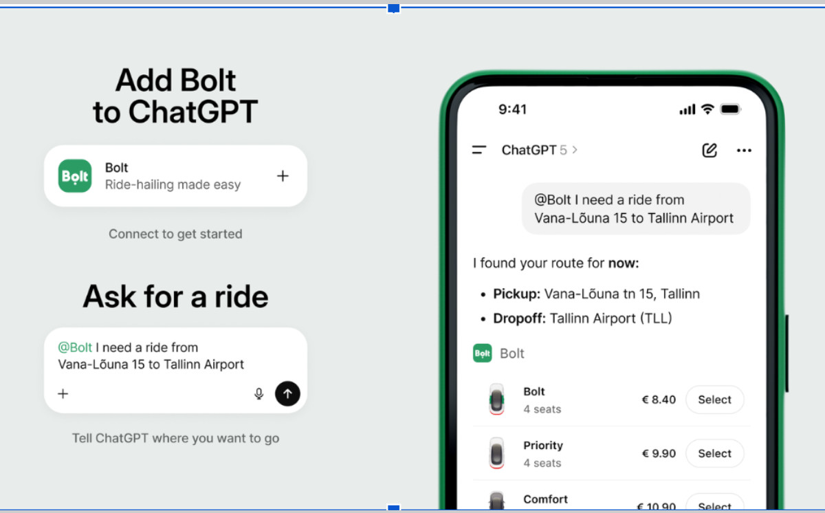 Теперь поездку с Bolt можно заказать через ChatGPT 