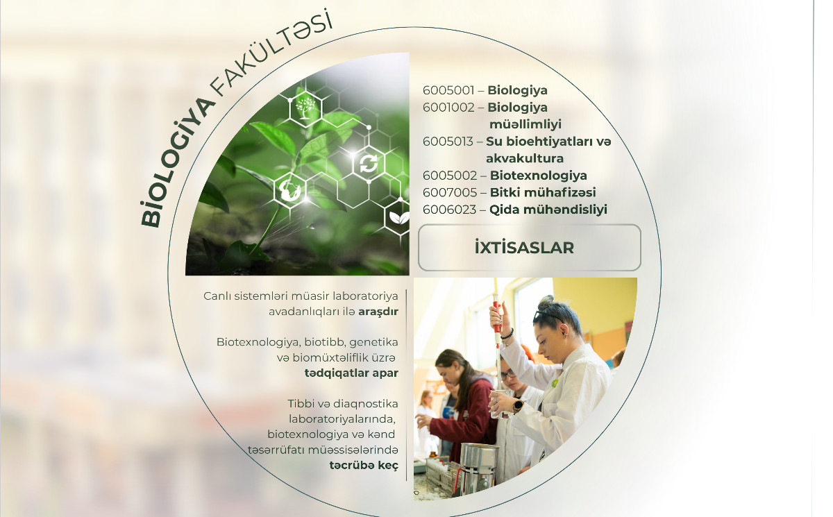 BDU-nun Biologiya fakültəsinə 6 ixtisas üzrə tələbə qəbulu aparılır 