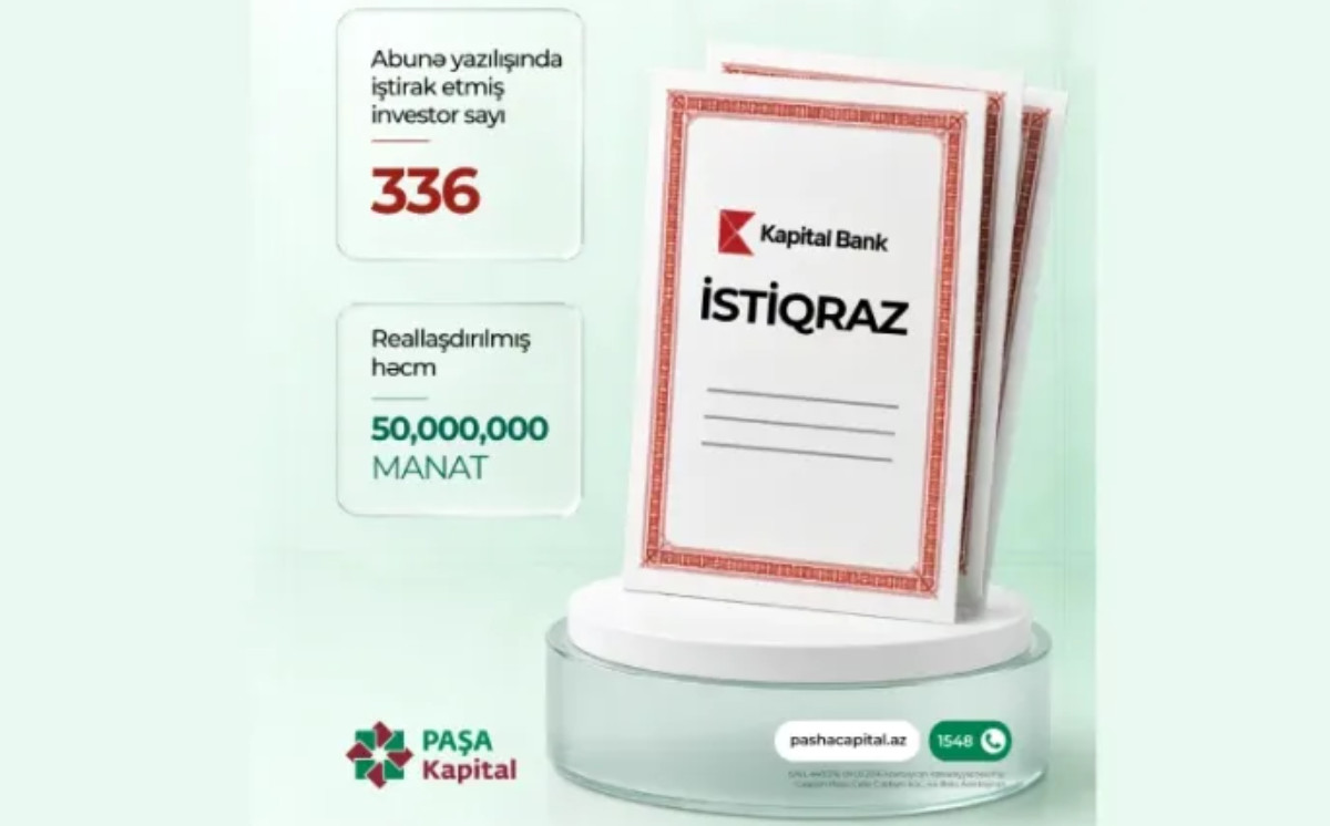 PAŞA Kapital-ın anderrayterliyi ilə Kapital Bank istiqrazlarına 146 milyon manatdan artıq sifariş 