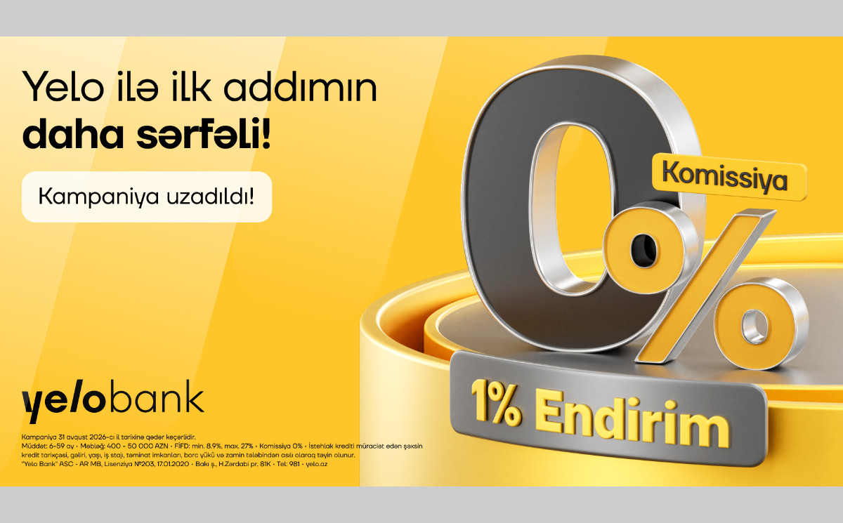 Special campaign from Yelo Bank: 1% discount and 0% commission on your first loan! 