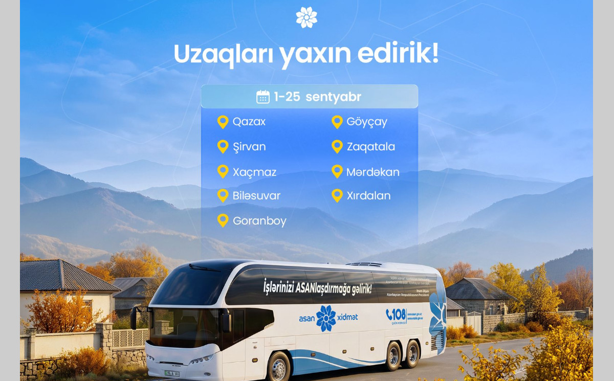 Sentyabrda Səyyar ASAN xidmətin fəaliyyət göstərəcəyi ünvanlar 