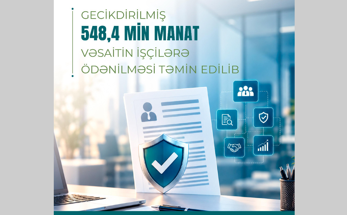 Yanvar-sentyabr ayları ərzində gecikdirilmiş 548,4 min manat vəsaitin işçilərə ödənilməsi təmin olunub 